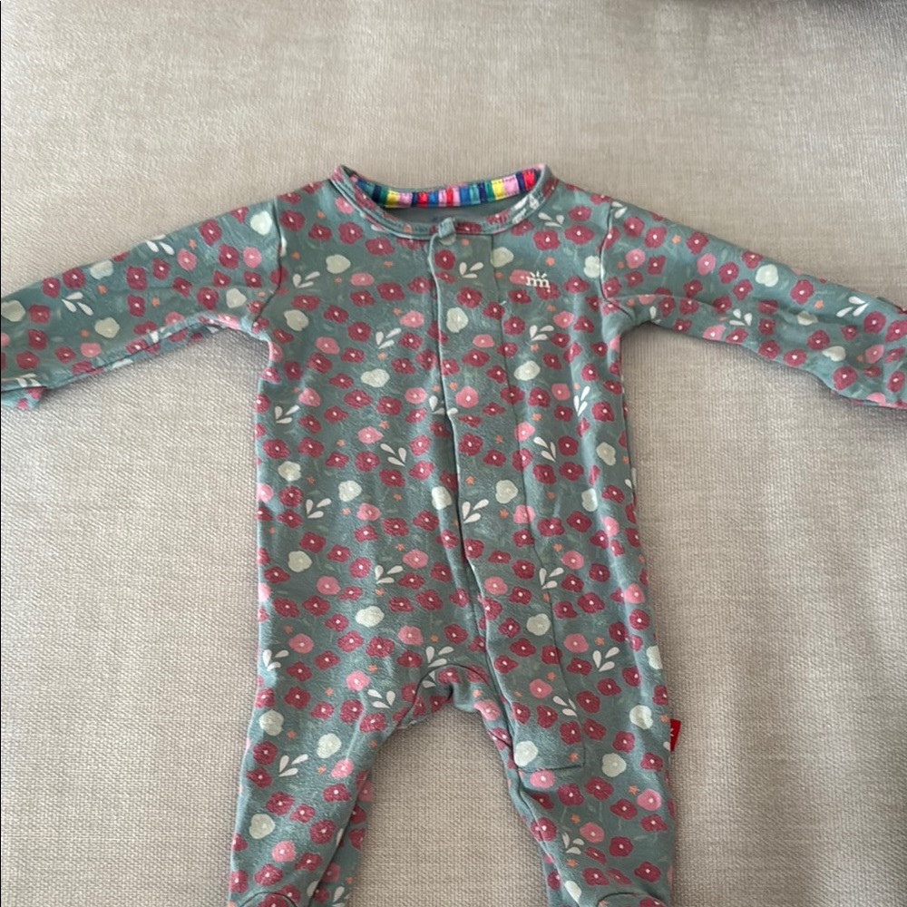 Magnetic Me Pink and Gray Floral Footie